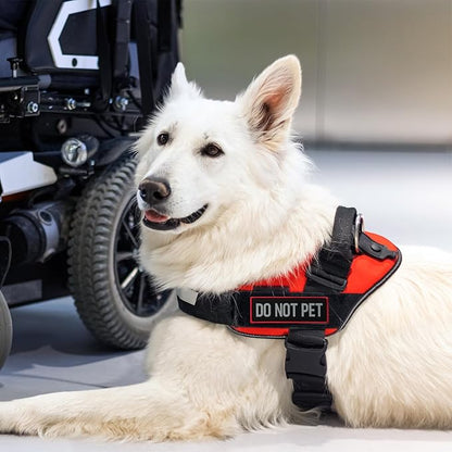 2 Pcs Reflective Do Not Pet Patch Set with Hook and Loop Fastener, Embroidered Border with Printed Letters Patch for Dog Vest Harness (3.5 x 1.2 inches)
