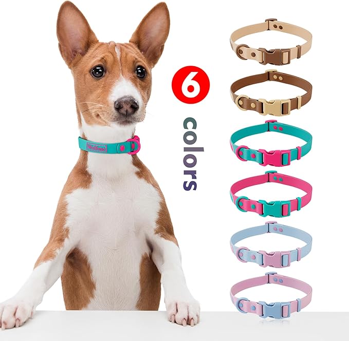 Wolfone Waterproof Adjustable Dog Collar for Small Medium Large Dogs Comfort Sturdy Odor Proof Easy Clean with Quick Release Buckle（Viridian Green Large）