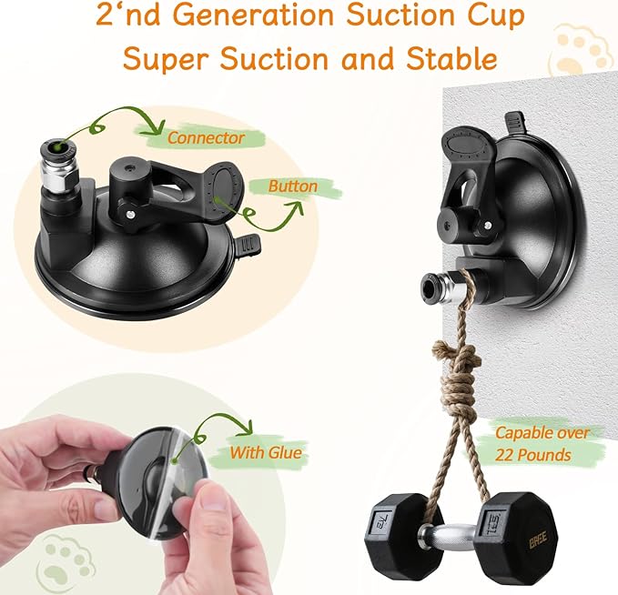 SUNSHINETOP Cat Wand Toy, Interactive Kitten Feather Toys Self Play, Cat Teaser for Indoor Cats Reusable Suction Cup Toys for Indoor Cats Kittens Play Exercise