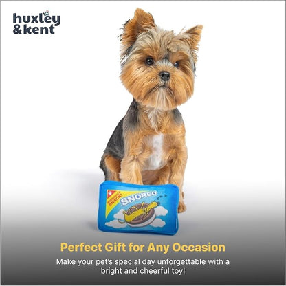 Huxley & Kent Funny Dog Toy w/Squeaker – Power Plush Squeaky Dog Toys for Small Dogs – Durable Small Stuffed Animal for Indoor Play & Fetch - Tiny Tuff Snoreo Cookies