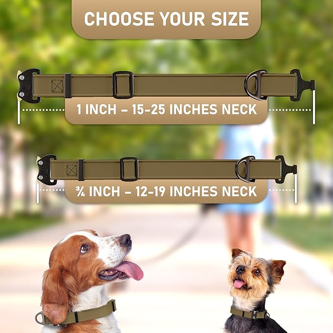 NexaPaw Biothane Dog Collar with Cobra Buckle - Made in USA - QR Code Dog Tag ID Included - Adjustable Heavy Duty Dog Collars for Medium Large Dogs - Waterproof Military Grade Tactical Collar for Dogs