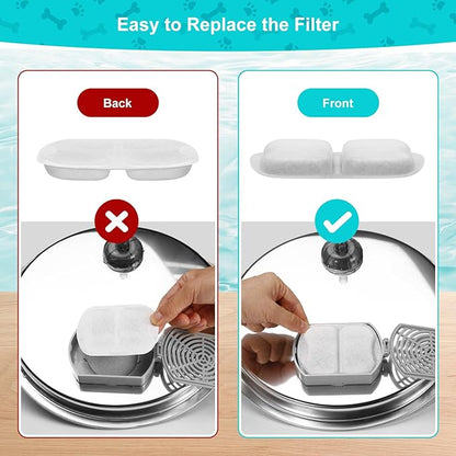 Dog Water Fountain Filter, 8 Pack Pet Fountain Filters Cat Water Fountain Filters Replacement for 7L/230oz/1.8G Stainless Steel Dog Fountain,Replacement Filters and Sponges