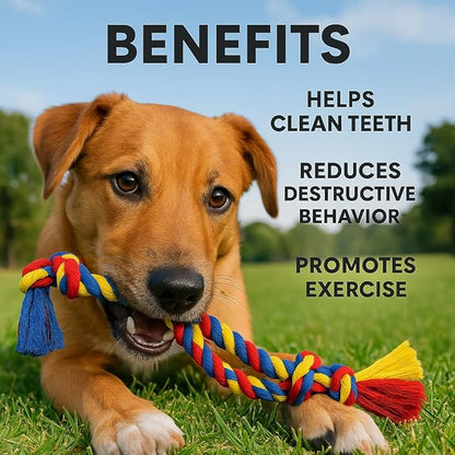 PAWPOURRI Dog Rope Toys for Medium and Large Dogs | Strong Cotton Rope Set for Chewing, Teething Comfort, Tug Play and Daily Interactive Activities | (2 pcs Dog Toys Combo)