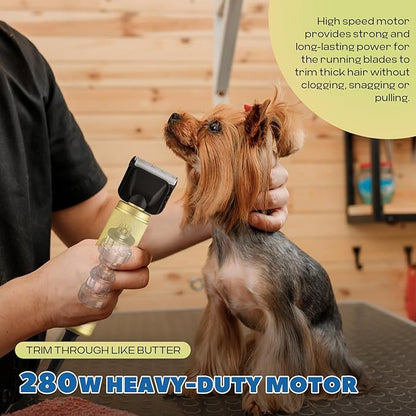 Luzrise Pet Grooming Clippers 280W for Thick Heavy Coats, 2000-6000rpm Stepless Speed Control & 10ft Power Cord, Low Noise< 50db, Dog Trimmer Kit with Extra Detachable Blade (280W)