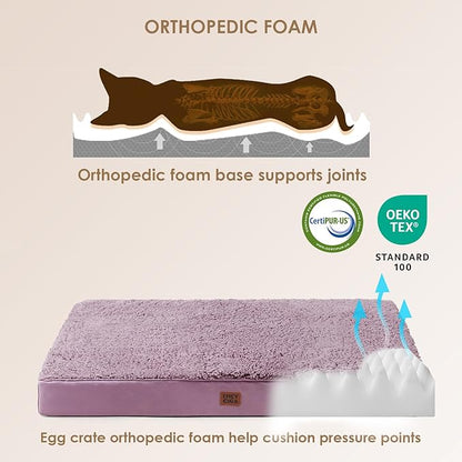 EHEYCIGA Orthopedic XL Dog Beds for Extra Large Dogs with Removable Washable Cover, Fog Purple, 44x32