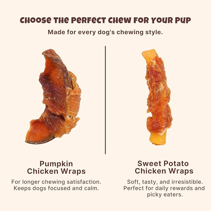 Havira 1.5 LB Value Pack Sweet Potato Dog Treats, Healthy Chicken Wrapped Dog Chews Made with Real Veggies, Easy to Digest Gentle Daily Rewards for Picky Dogs