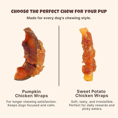 Havira 1.5 LB Value Pack Pumpkin Dog Treats, Healthy Chicken Wrapped Firm Chews Made with Real Veggies, Easy to Digest, Long-Lasting Chew Satisfaction for Dogs