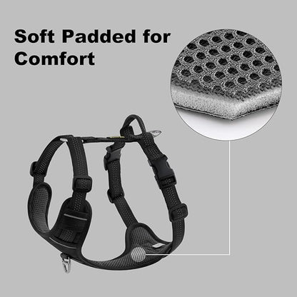 Plutus Pet No Pull Dog Harness, Reflective Adjustable Dog Vest Harness with Handle, Escape Proof, Soft Padded for Small Medium Large Dogs (Black, L)