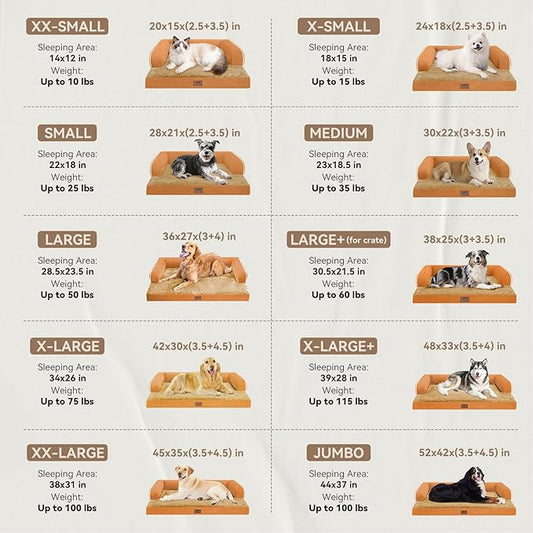 Large Dog Bed Orthopedic Washable, Dog Beds for Large Dogs, Washable Cover Removable Bolster and Non-Slip Bottom Jumbo Orthopedic Orange Dogs Beds, XXLarge Extra Large Pets