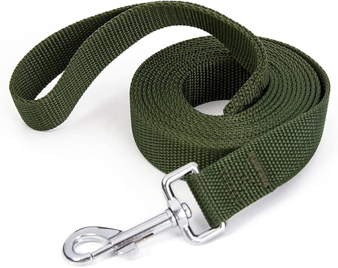 Siumouhoi Strong Durable 10ft Nylon Dog Training Leash, 1 Inch Wide Traction Rope, for Small and Medium Dog (Military Green, 10 Feet)