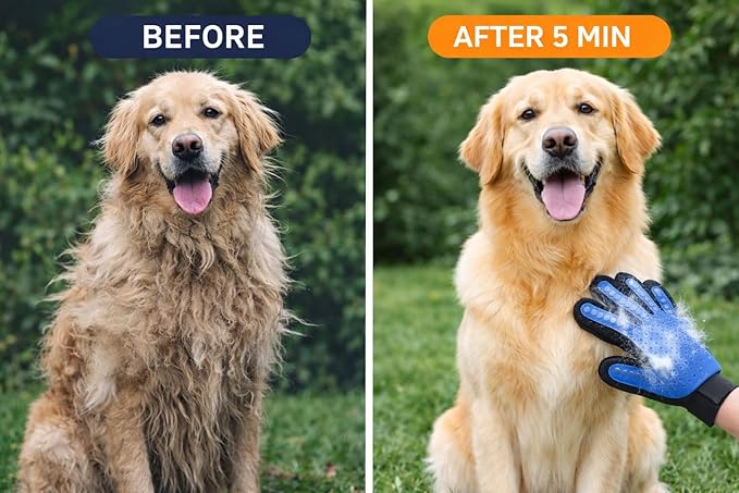 Happy Smile Pet Grooming Gloves for Dogs & Cats – Deshedding, Bath & Massage – Hair Removal Gloves for Short & Long Fur – 1 Pair