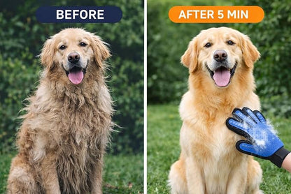Happy Smile Pet Grooming Gloves for Dogs & Cats – Deshedding, Bath & Massage – Hair Removal Gloves for Short & Long Fur – 1 Pair