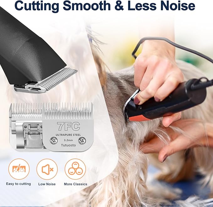 7FC Clipper Blades Pet Grooming Clipper Replacement Blades Detachable Blade Compatible with andis/wahl/Oster Dog Clippers