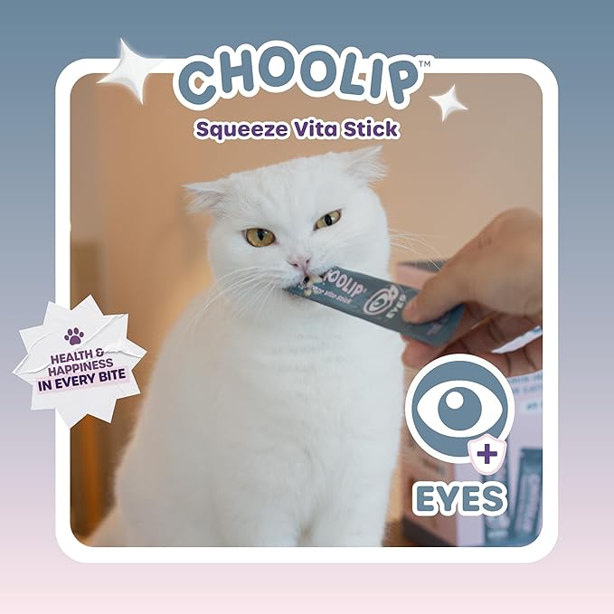 Choolip Squeeze Vita Stick Lickable Cat and Dog Treats, 7-Count Eye Support, Chicken and Tuna with Lutein, Grapeseed Extract and Vitamin E, Vet-Formulated