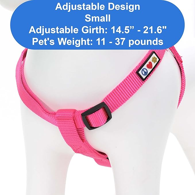 Pawtitas Solid Step-in Dog Harness – Adjustable No-Pull Vest for Puppies to Seniors, Safe & Comfortable S Pink