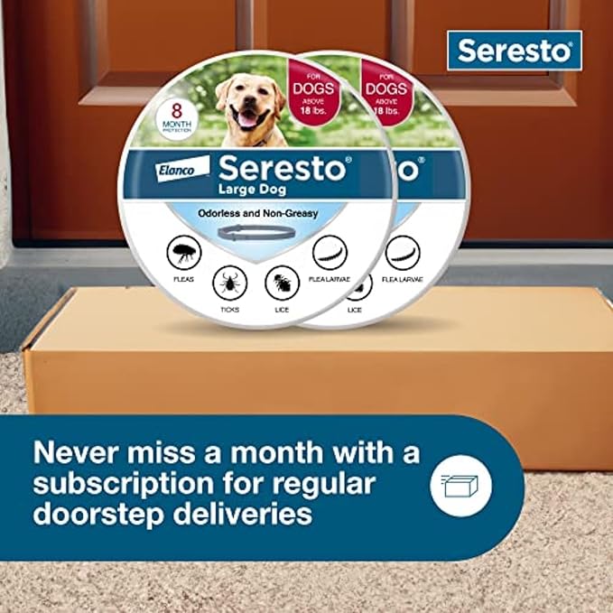 Seresto Large Dog Vet-Recommended Flea & Tick Treatment & Prevention Collar for Dogs Over 18 lbs. | 2-Pack