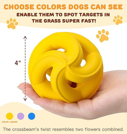 Interactive Dog Toys for Aggressive Chewers-Natural Rubber Chew Toys to Keep Them Busy, Safe for Most Breeds,Dog Chew Toy for Anxiety Relief, Fetch Training, Hand/Machine Washable,Lemon