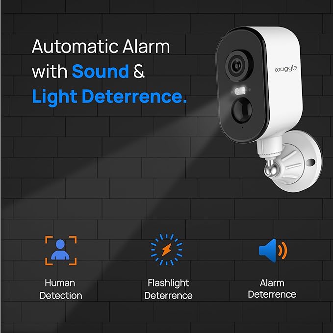 Waggle 4G LTE Cellular Security Camera, 2K HD Pet Monitor, No WiFi, 9000mAh Battery, Night Vision, 2-Way Talk & Siren Alarm, Dog Monitor for RVs/Camping/Travel & Indoor/Outdoor - Subscription Required