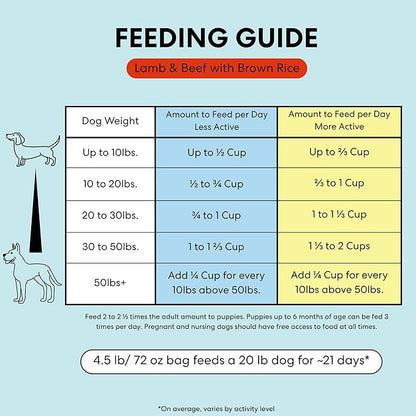 The Pets Table Air Dried Dog Food for Dogs Large, Medium and Small with Sensitive Stomachs | Puppy Dog Food, Adult Dog Food, Senior Dog Food | Lamb & Beef with Brown Rice 4.5 lbs / 72 oz Bag