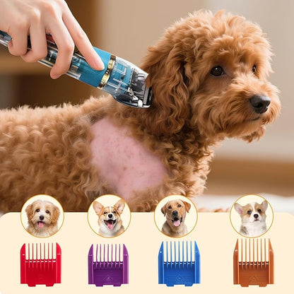 Dog Clippers for Grooming Thick & Matted Hair - Titanium Blade, 50dB Ultra-Quiet, IPX5 Waterproof & Cordless | Patented Click-Lock for Easy Cleaning | Rechargeable Pet Groomer for Dogs, Cats