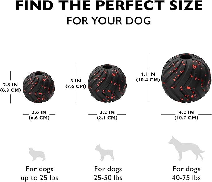 Chew King Supreme Durable Rubber Dog Ball for Aggressive Chewers, Treat-Dispensing Heavy-Duty Chew Toy with Safety Air Vent, Interactive Dog Toy for Training & Enrichment, Small 2.5" Fetch Ball