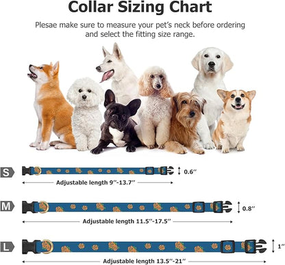 Cotton Handmade Dog Collar Cute and Distinctive Patterns Blue Rose with Pendant for Girl Boy Dogs Collars M