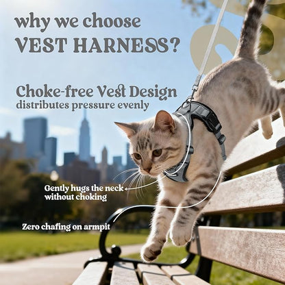 rabbitgoo Cat Harness and Leash for Walking, Escape Proof Soft Adjustable Vest Harnesses for Cats, Easy Control Breathable Reflective Strips Jacket, Grey, XS