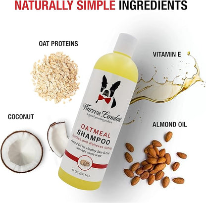 Warren London Oatmeal Dog Shampoo - Fast Itch Relief for Dry, Sensitive, & Irritated Skin - Infused with Vitamins & Neem Oil - Made in USA - 1 Gallon