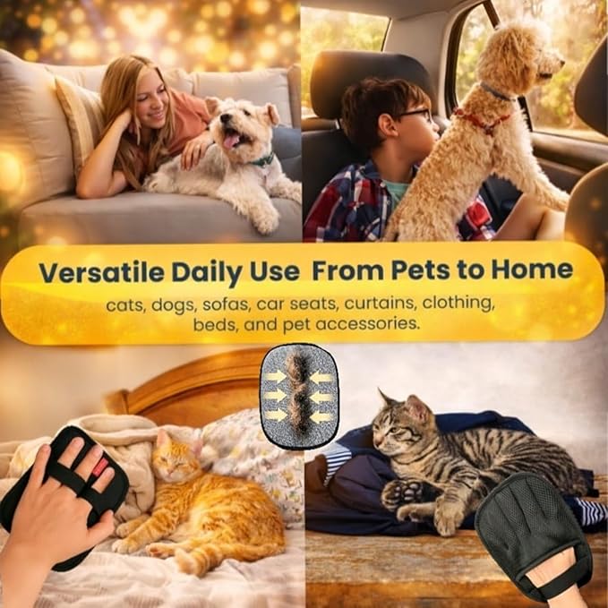 4+1 Pack Pet Hair Remover Glove for Cats and Dogs, 4 Designs Electrostatic Pet Hair Removal Gloves Brush for Pets Hair, Best Animal Reusable Cats & Dogs Grooming Gloves for Hair Removal
