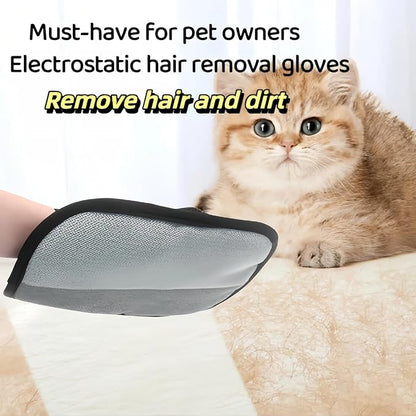Pet Hair Removal Gloves - 5-Finger Electrostatic Magic Brush for Dog & Cat Hair on Couch, Car Seat, Carpet, Clothes | Reusable & Effortless Cleaning Tool (Black)
