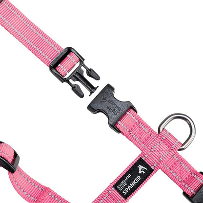 EXCELLENT ELITE SPANKER No Pull Dog Harness Reflective Nylon Vest L-Shaped Adjustable Easy Pet Harness for Small Medium Large Breeds Dogs Walking Training Black Red(Pink-XL)