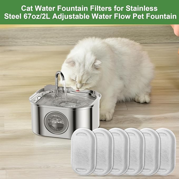 Carcent Cat Fountain Filters, 16 Pack Cat Water Fountain Filter for Stainless Steel 67oz/2L Pet Fountain, Replacement Filters for Pet Drinking Fountain