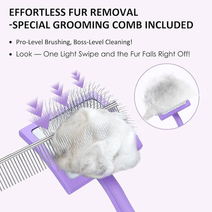 Slicker Brush for Dogs, Large Dog Brush to Long Haired Dogs for Goldendoodles Poodles Doodles Bernedoodles, Long Pin Grooming Kits to Dematting & Reducing Tangles and Fluff, Purple
