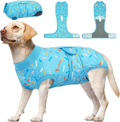 Kuoser Dog Surgery Suit, Dog Surgery Suit Male Neuter, Comfy Doggie Recovery Suit Doggie Onesie, Post-Op Onesie for Female & Male Dogs, Soft Protective Wear, BlueRibbon XL