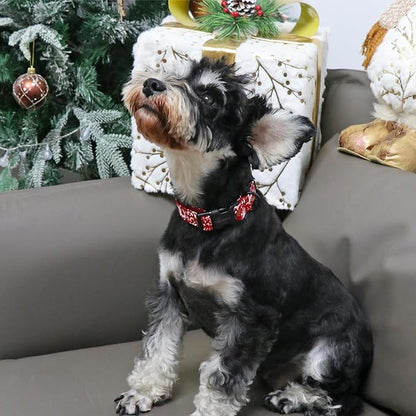 ARING PET Christmas Dog Collar, Cute Red Reindeer Cotton Lightweight Xmas Pet Collars for Puppy Small Medium Large Dogs-M