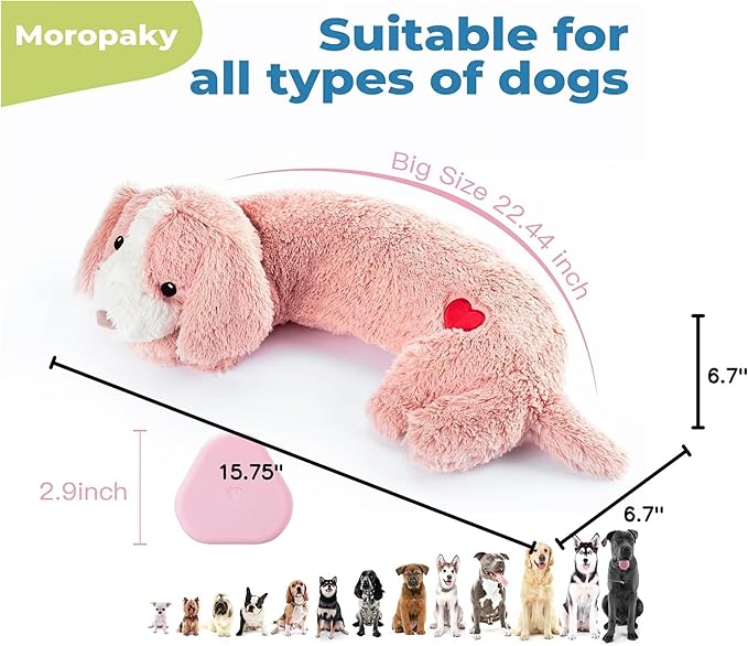 Moropaky Heartbeat Toy Puppy Heartbeat Stuffed Toy for Dog Calming Aid, Heartbeat Puppy Toy for Pets Anxiety Relief, Dog Comfort Toy for Behavioral Aid Crate Training, Puppy Essential