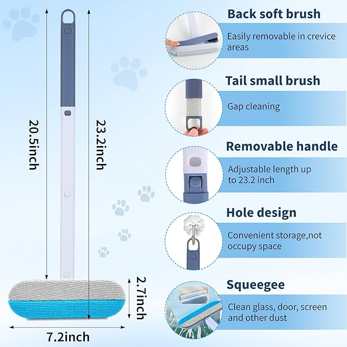 Multifunctional Pet Hair Remover for Furniture - 23.2 Inch, Reusable, Washable Effective Lint Cleaner Removal Tool for Dog and Cat Hair, Gentle on Couch, Carpet, Bedding, Clothes
