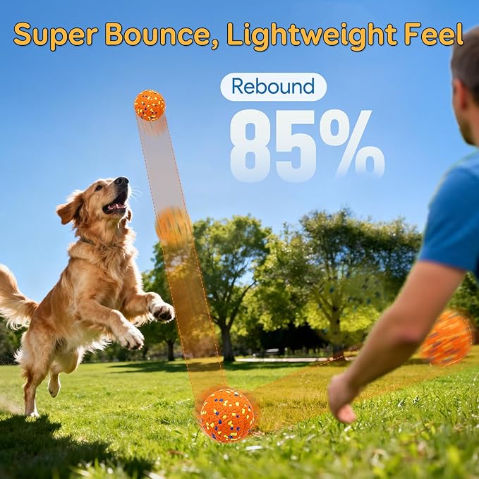 Kimee Dog Balls, Indestructible Tennis Balls for Aggressive Chewers, ETPU High-Bounce Floating Fetch Toys for Small & Medium Large Puppies, 4 Pack 2.75''