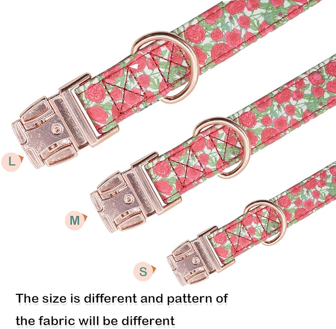 Cotton Dog Collar Metal Buckle Daisy Summer, Cute Adjustable Dog Collar Soft for Small Medium Large Boys Girls Dogs Durable