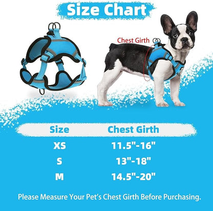 PUPTECK No Pull Dog Harness Small Medium Sized Dog, Adjustable Reflective Escape Proof Easy Control, Comfortable Soft Padded Step in Pet Vest Harness, Blue, M
