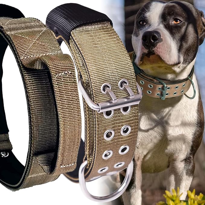 Large Dog Collar Heavy Duty - 2 inch Wide with Handle for Extra Large Breed Dogs, 1/3" Thick Nylon Chew Proof Tactical Collar, Good Choice for German Shepherd,Pitbull,Rottweiler 13.5-19 in