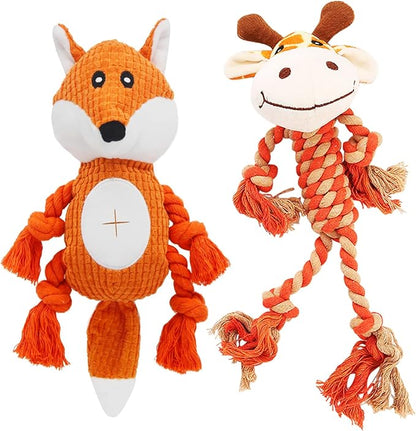 Rope Dog Toys to Keep Them Busy - Tug of War Dog Toys for Boredom Plush Interactive Squeaky Puppy Toys for Small Medium Large Dogs
