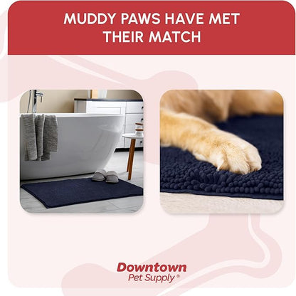 My Doggy Place Dog Mud Mat, 60" x 36" Navy Blue – Thick Microfiber Entry Rug for Snow, Mud & Salt – Absorbent, Quick-Dry, Washer-Safe & Non-Slip, X-Large