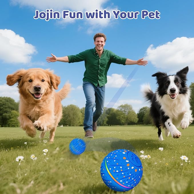 Sankell Interactive Dog Toys Ball - Smart Moving Bouncing Dog Ball with RGB Lights, E-TPU Material, 3 Play Modes Automatic Rolling Dogs Toy for Small Medium Dogs Keep Them Busy(Blue)