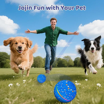 Sankell Interactive Dog Toys Ball - Smart Moving Bouncing Dog Ball with RGB Lights, E-TPU Material, 3 Play Modes Automatic Rolling Dogs Toy for Small Medium Dogs Keep Them Busy(Blue)