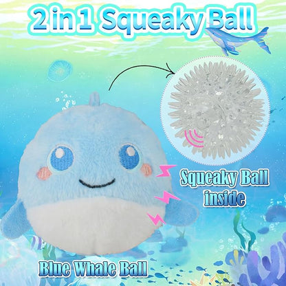 D KING D KING 3Pack Squeaky Dog Balls,2 in1 Funny Puppy Ball Toys,Birthday Dog Toy for Small Medium Dogs (Ocean Ball)