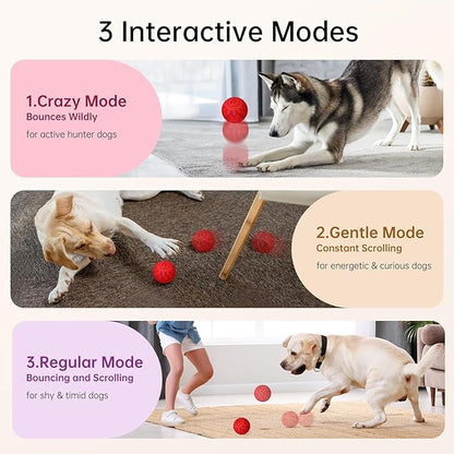 Interactive Dog Toys Dog Ball, Durable Motion Pet Toys for/Small/Medium/Large Dogs, Christmas Birthday Gifts, Automatic Moving, Bouncing and Rotating, E-TPU Material, IP54 Waterproof (Red)