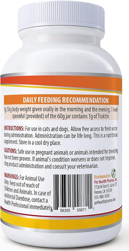 Trukitin Chitosin Based Phosphate Binder for Cats & Dogs – All Natural Human Grade Ingredients for Renal Support Supplement with Calcium Carbonate Oral Powder (Made in U.S.A)
