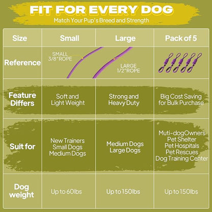 Fida Slip Leads for Dogs, 4 FT x 1/2" Dog Leash Heavy Duty Comfortable Strong Rope Lead for Large, Medium Dogs, No Pull Pet Training Leash with Highly Reflective,Purple