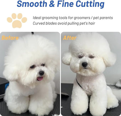 7.5inch 25° Curved Dog Grooming Scissors Professional, Japanese VG10 Stainless Steel Sharp Dog Scissors for Grooming Groomer, Comfortable Ergonomic Handle, Pet Shears for Dogs Cats Face Paws Cutting